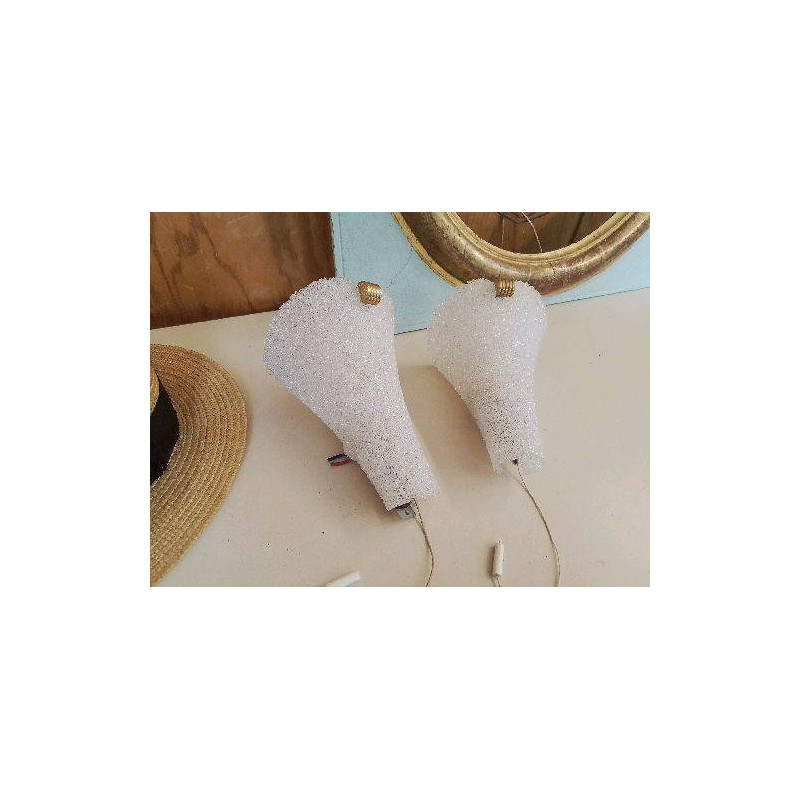 PAIRE D’APPLIQUES EN PLASTIQUE GRANULÉ ANNEE 60