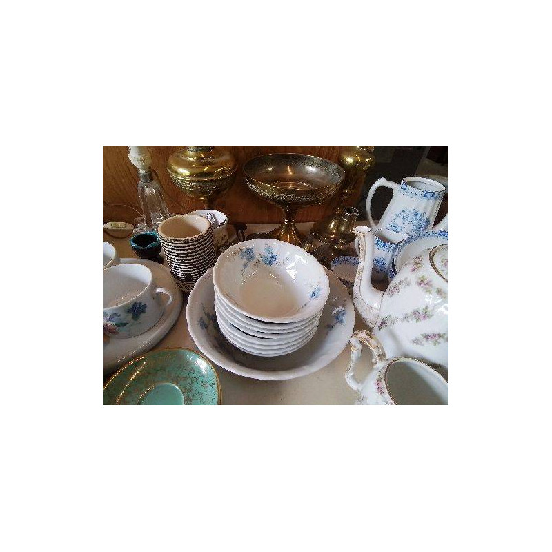 SERVICE À DESSERT MOTIF FLORAL BLEU 