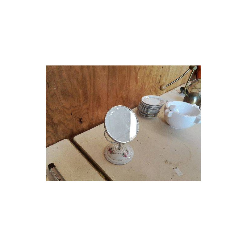 PETIT MIROIR EN PORCELAINE MOTIF FLORAL 