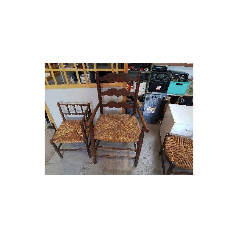 FAUTEUIL PAILLÉE RUSTIQUE 
