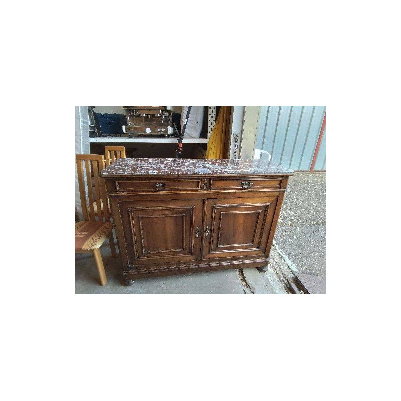 BUFFET EN NOYER PLATEAU MARBRE 