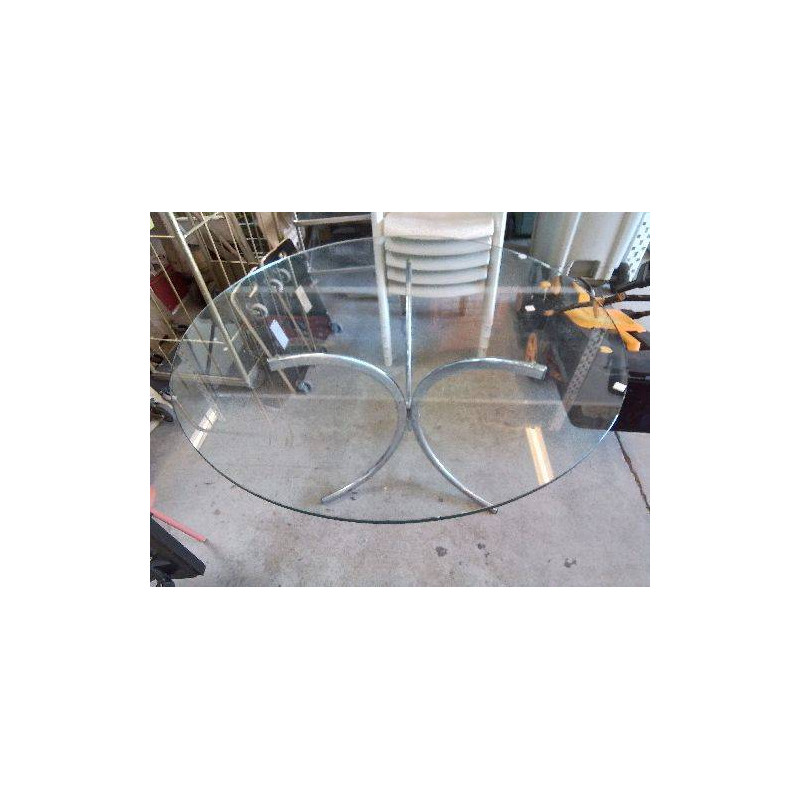 TABLE RONDE EN VERRE PIED CENTRAL 