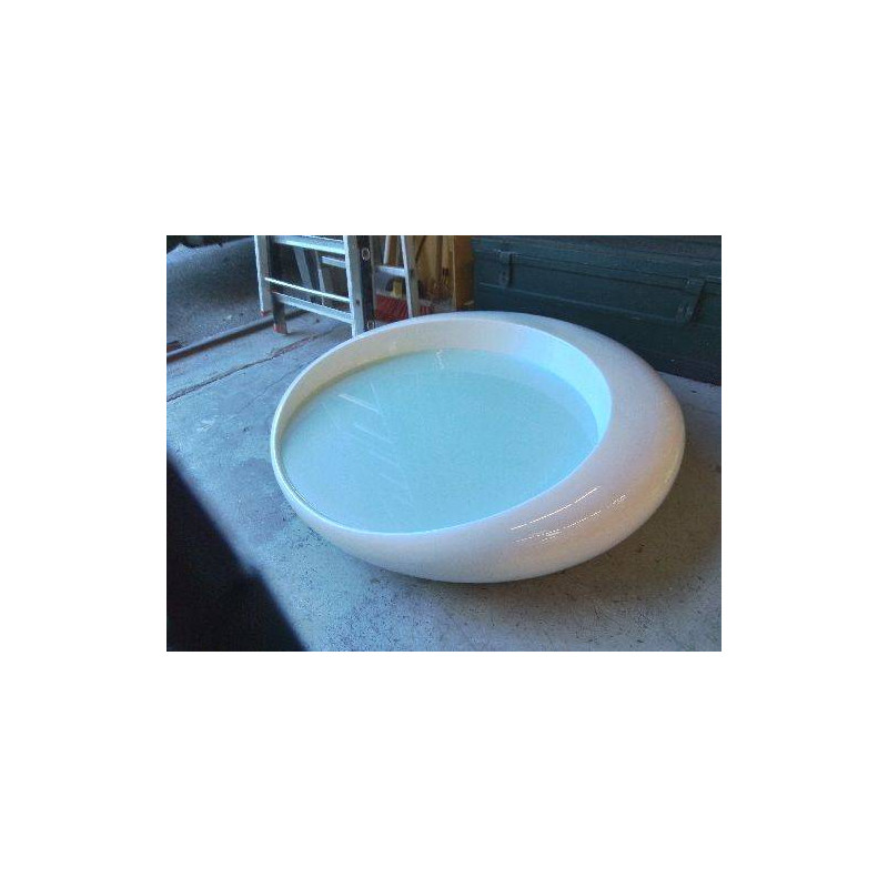 TABLE BASSE RONDE BLANC LAQUÉ