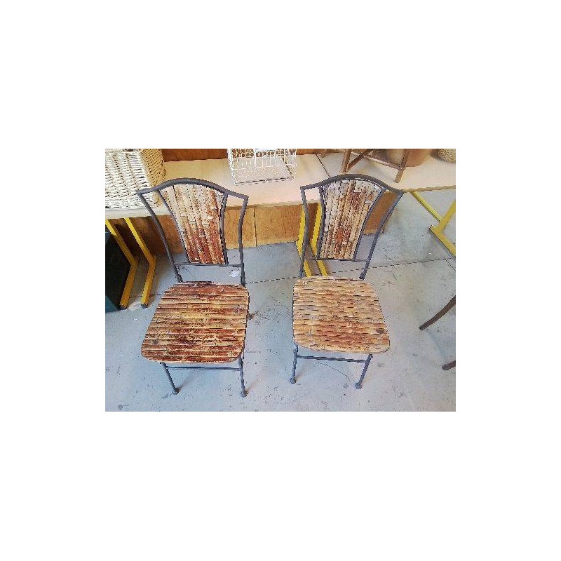 CHAISE PLIABLE BAMBOU ET MÉTAL 