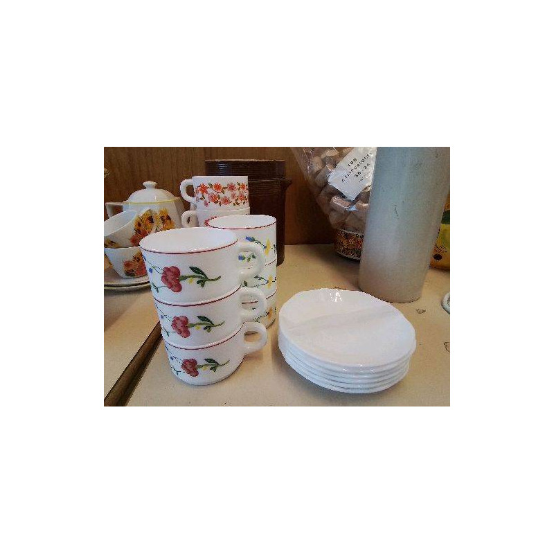 LOT DE 6 TASSES ET SOUCOUPES ARCOPAL 