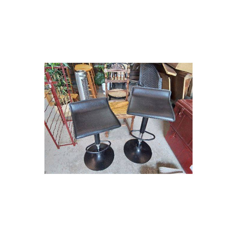 TABOURET SIMILICUIR NOIR 