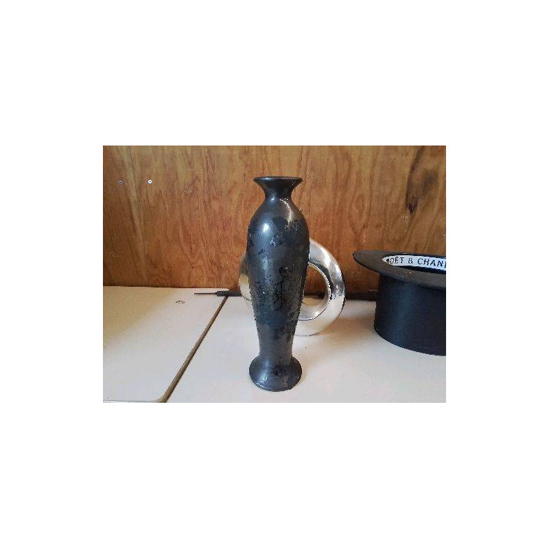 VASE BOUGEOIR NOIR MOTIF FLORAL 