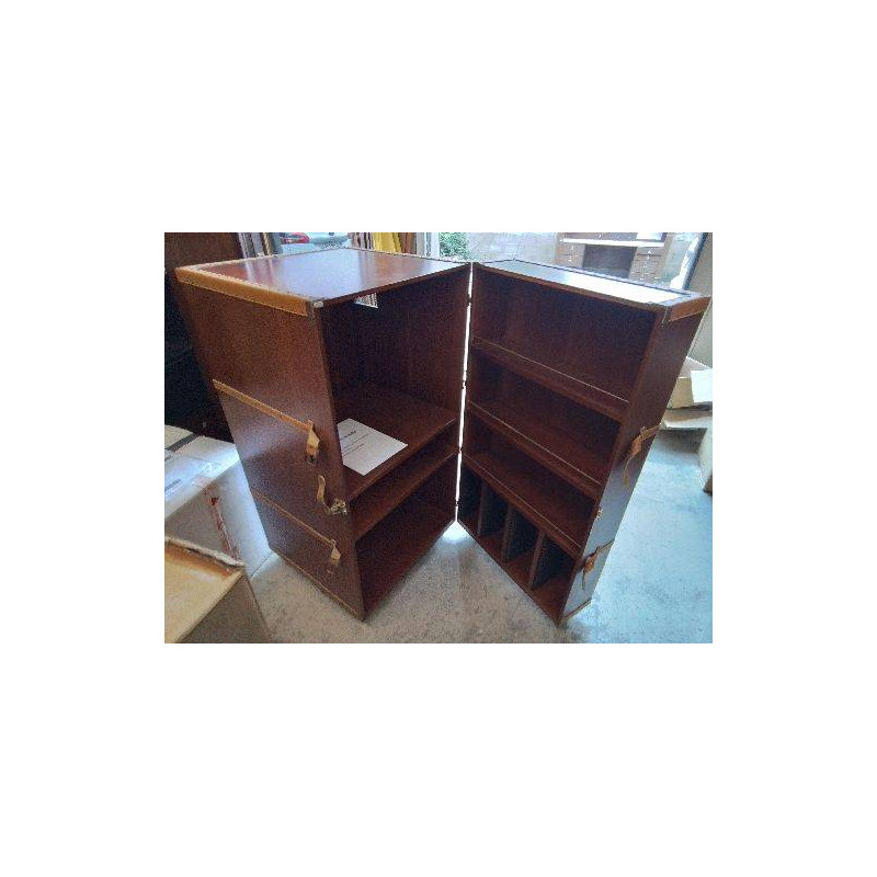 MEUBLE HI-FI CUIR ET BOIS 