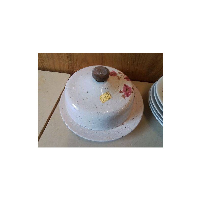 CLOCHE À FROMAGE EN CERAMIQUE MOTIF FLORAL 