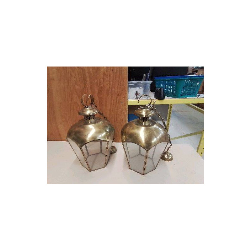 SUSPENSION LANTERNE EN LAITON 