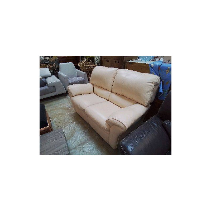 CANAPÉ DEUX PLACES RELAX CUIR BEIGE