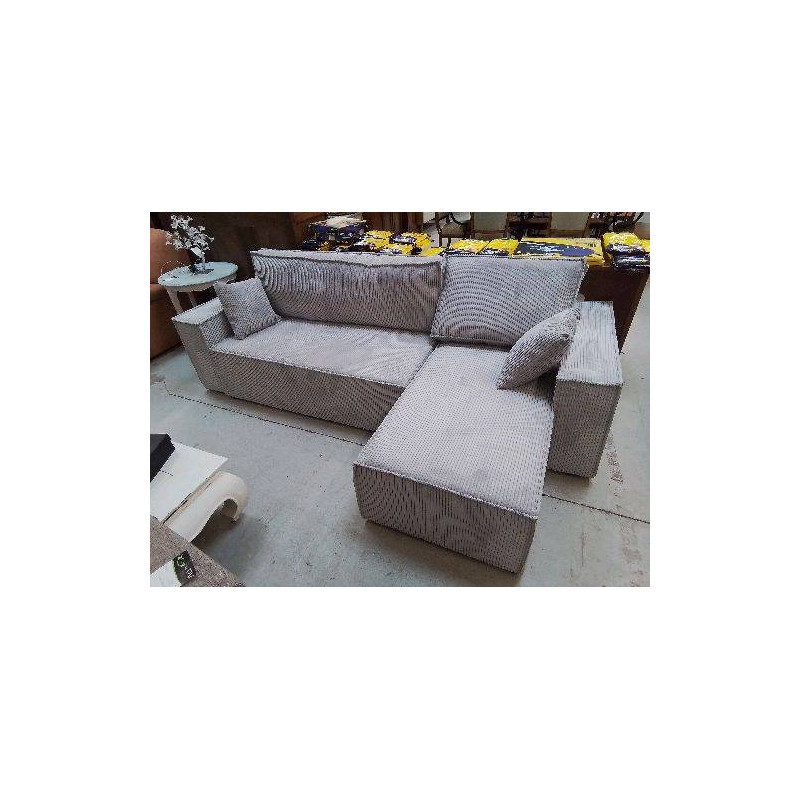 CANAPÉ D’ANGLE GRIS VELOURS CÔTELÉ REF BMBFRHJLJMZ-MM