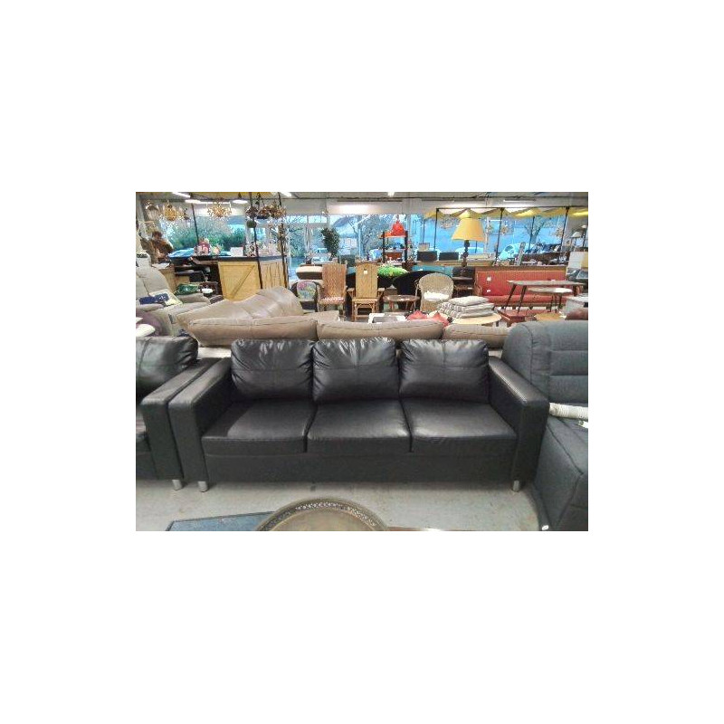 CANAPÉ 3 PLACES CUIR NOIR 