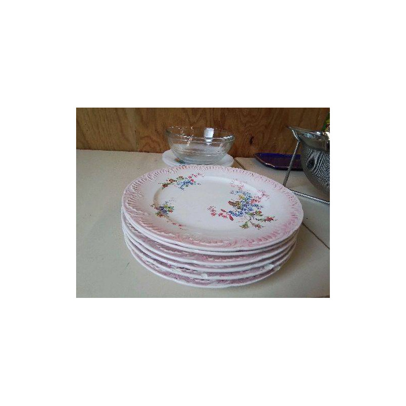 LOT DE 4 ASSIETTE À DESSERT MOTIF FLORAL SERGUEMINES 