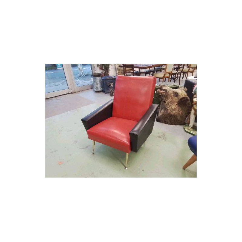 FAUTEUIL ANNEE 50/60 SKY ROUGE/NOIR