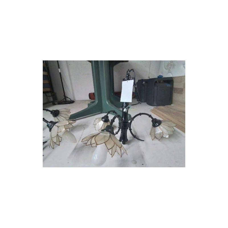 SUSPENSSION 3 FEUX EN FONTE BAMBOO ET NACRE TULIPE