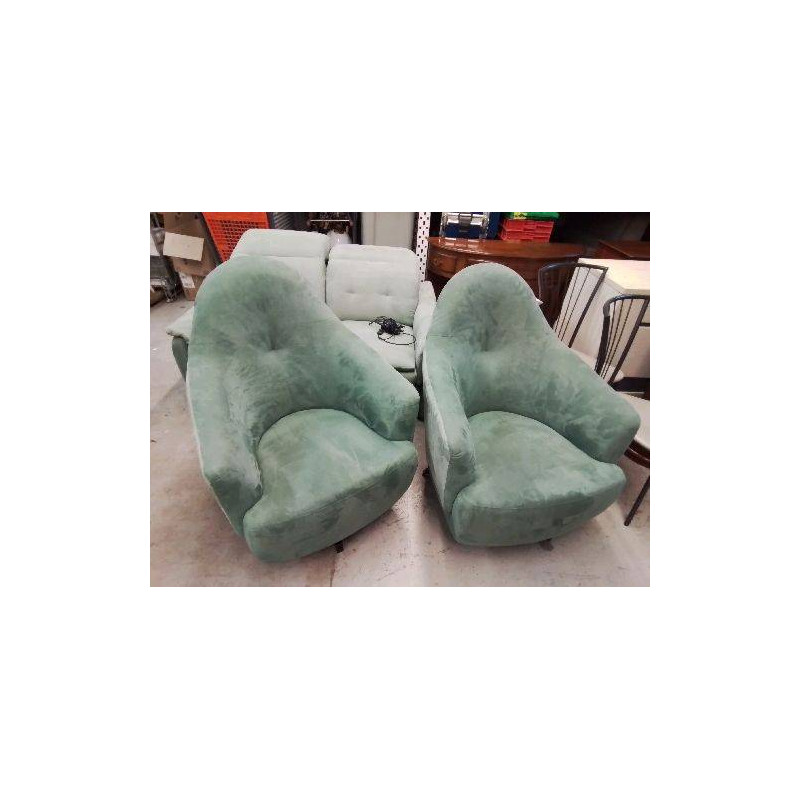 FAUTEUIL MICROFIBRE VERT ROTATIF