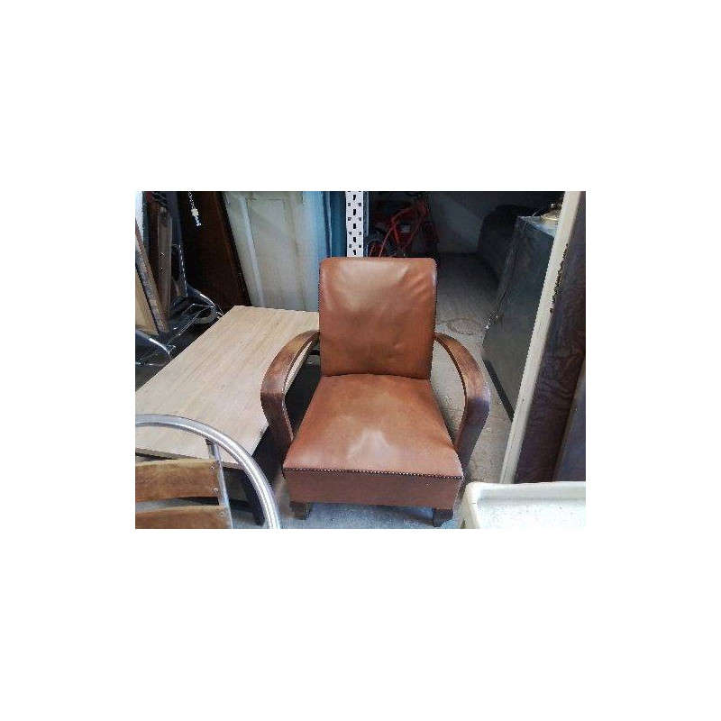 FAUTEUIL BOIS ET CUIR 