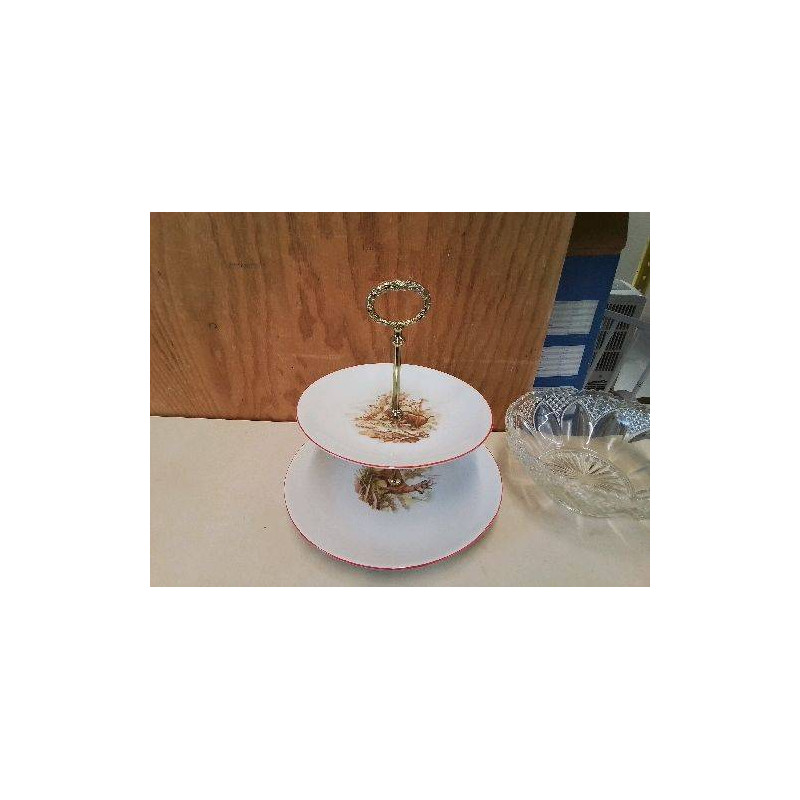 SERVITEUR EN PORCELAINE MOTIF GIBIER DE CHASSE 