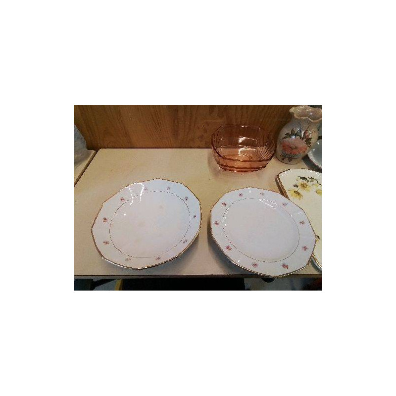 PLAT DE PRESENTOIRE PORCELAINE MOTIF FLORAL 