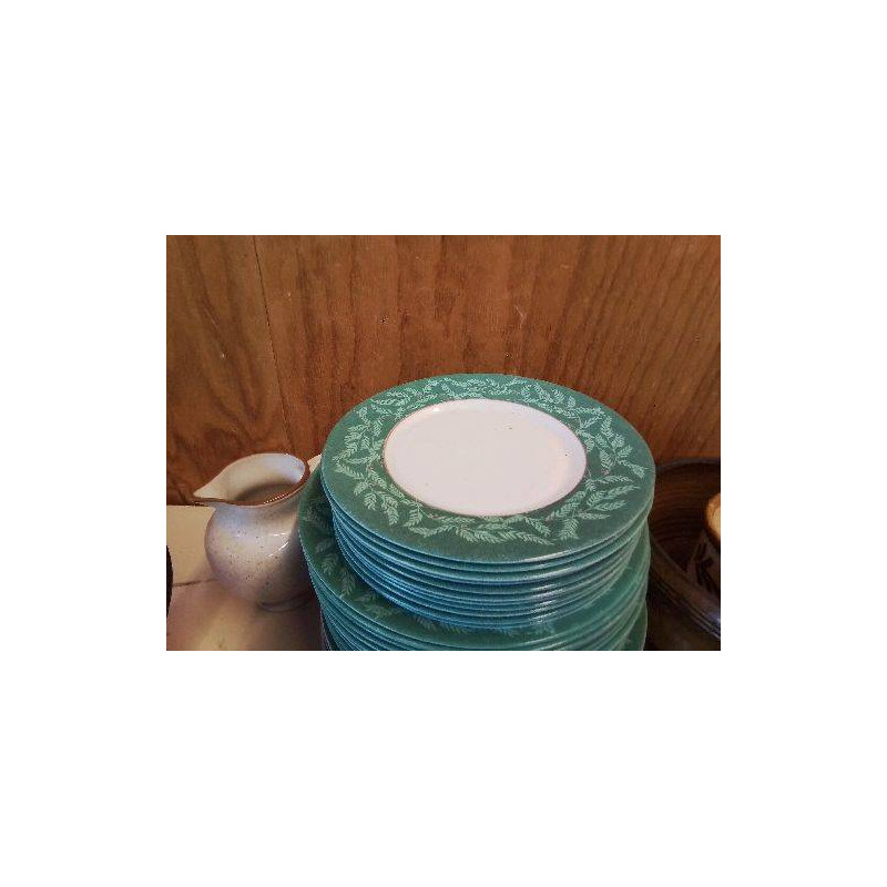 LOT DE 5 ASSIETTES À DESSERT VERTE ARCOPAL 