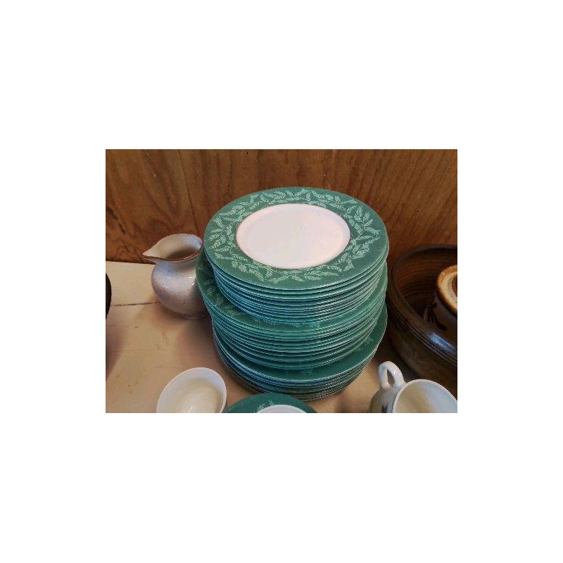 LOT DE 6 ASSIETTES PLATES VERTE ARCOPAL 