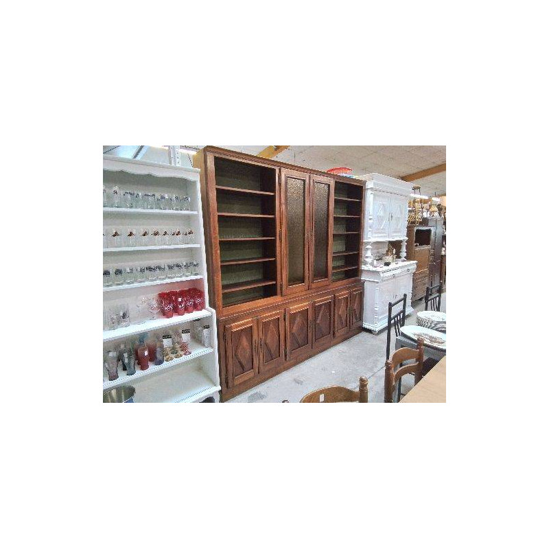 VAISSELIER DOUBLE CORPS AVEC PORTE VITRÉE