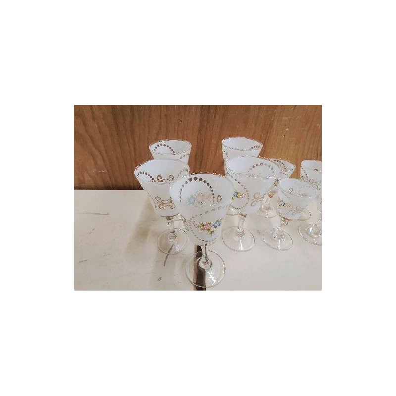 LOT DE 5 VERRES MOTIF FLORAL 