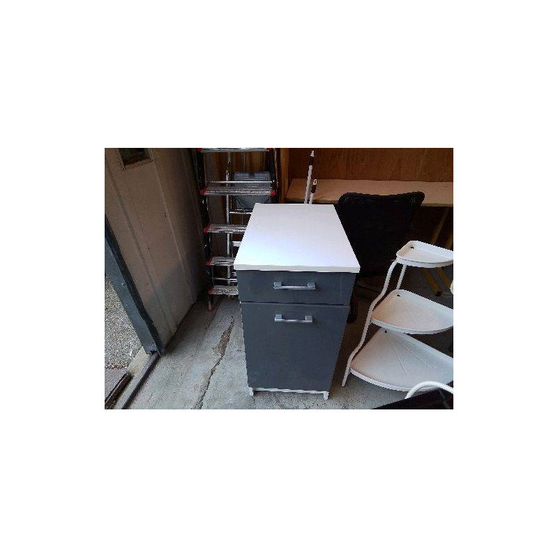 PETIT MEUBLE DE RANGEMENT GRIS ET BLANC 