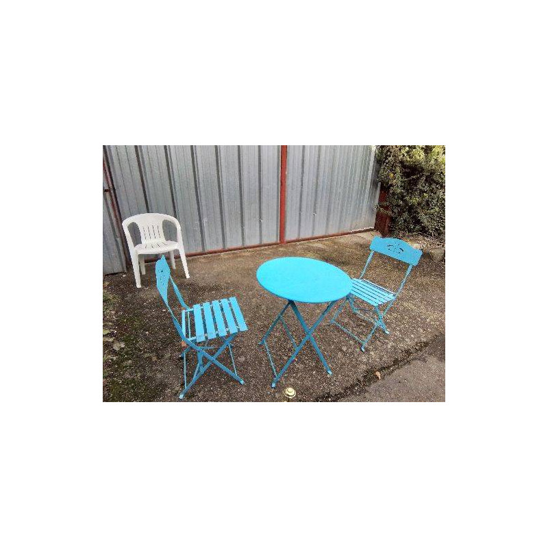 PETIT SALON DE JARDIN BLEU EN FER 