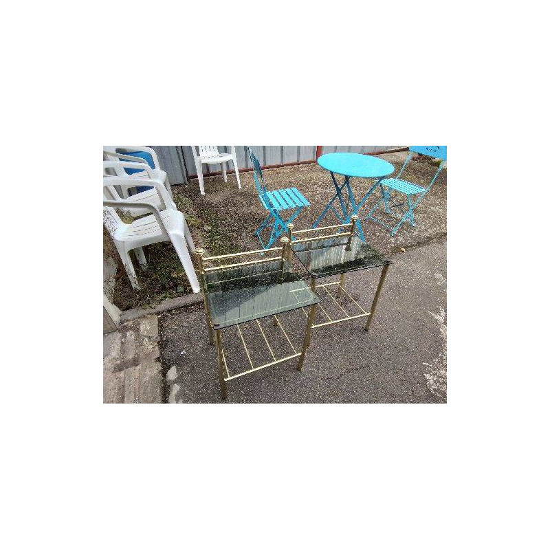 CHEVET DORÉ PLATEAU EN VERRE