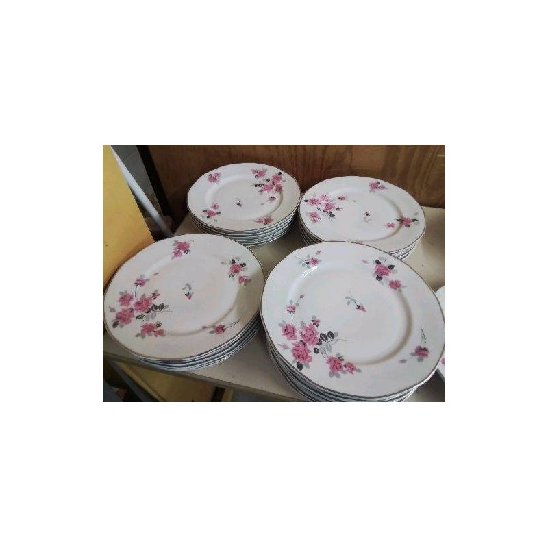 ASSIETE PLATES DECOR AUX ROSES STYLISÉ EPOQUE ART DECO