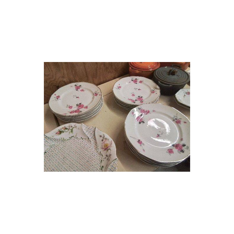 PETITES ASSIETTES PLATES DECOR AUX ROSES STYLISÉ EPOQUE ART DECO