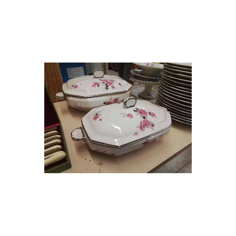 COMPOTIER DECOR AUX ROSES STYLISÉ EPOQUE ART DECO