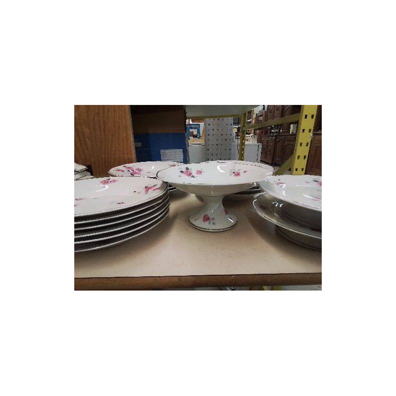 GRAND PRESENTOIRE SUR PIED DECOR AUX ROSES STYLISÉ EPOQUE ART DECO