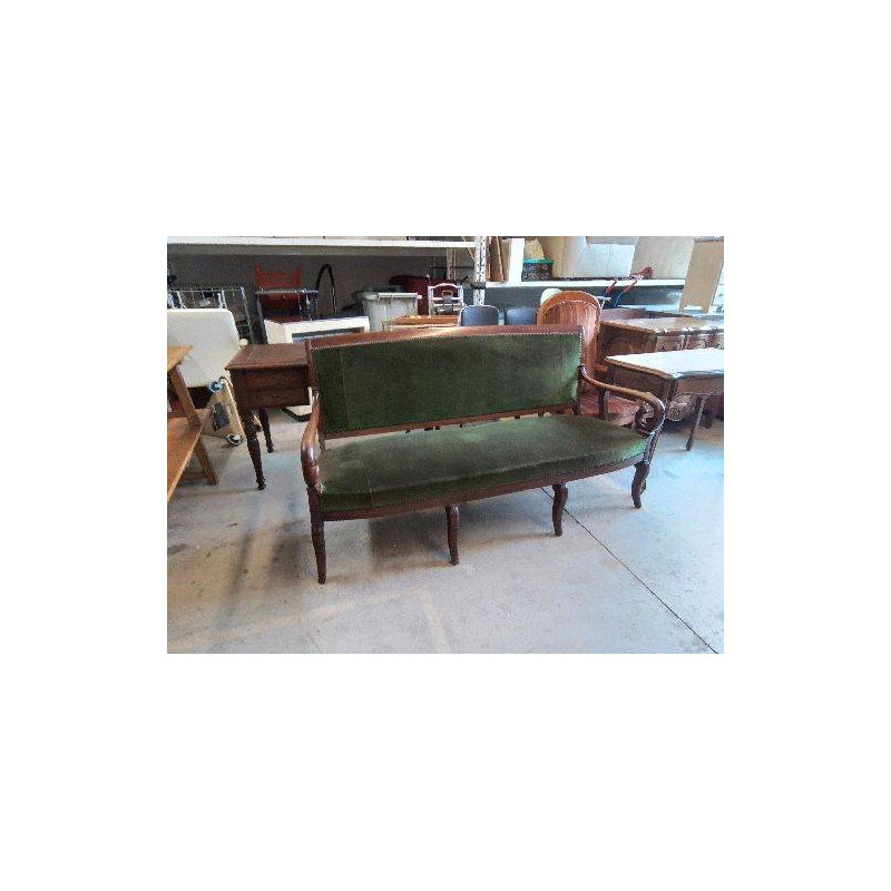 GRANDE BANQUETTE LOUIS PHILIPPE NOYER/VELOURS VERT