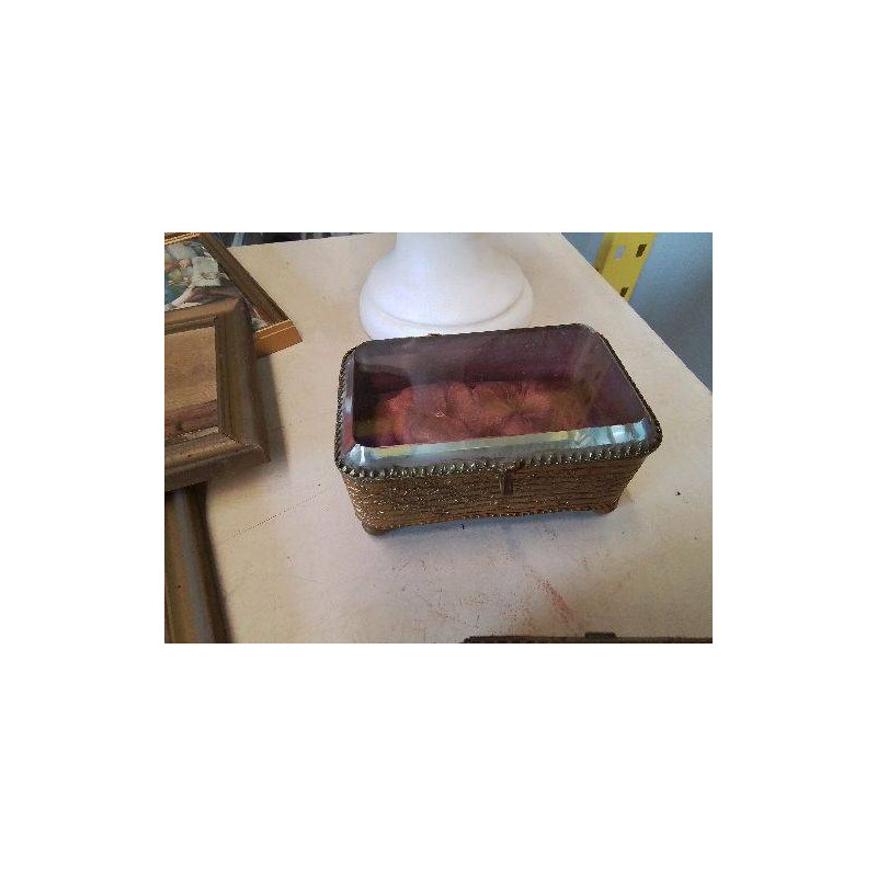 COFFRET A BIJOUX BRONZE ET CRISTAL 