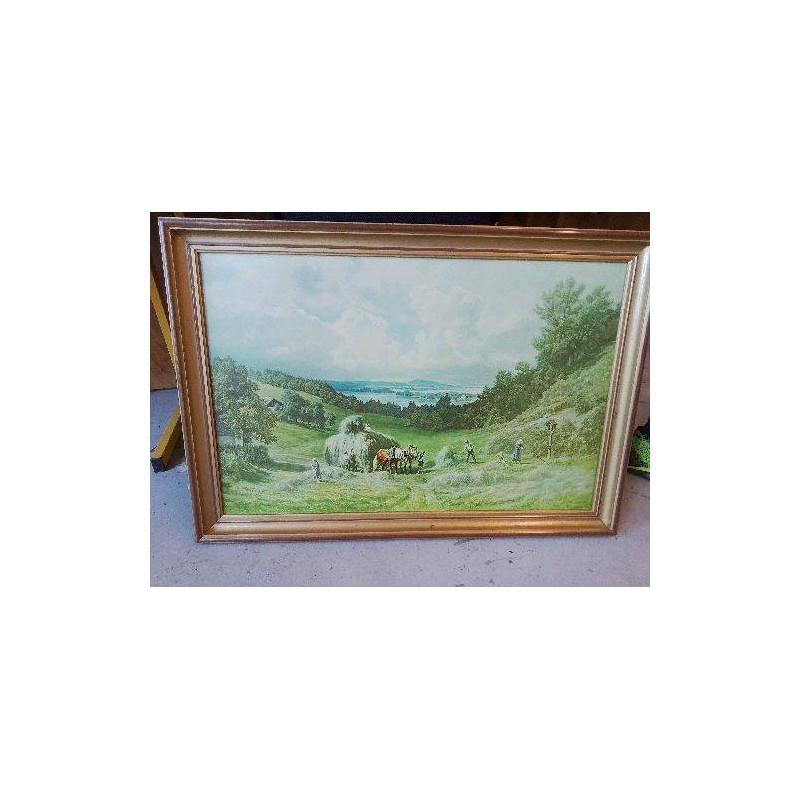 SCENE PAYSANNE IMPRIMÉ ENCADRÉ 