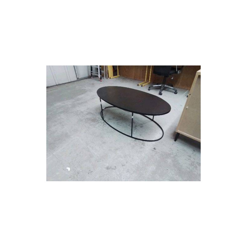 TABLE DE SALON OVALE ACIER IMITATION CERAMIQUE REF : AL2825324089788_33-HJ