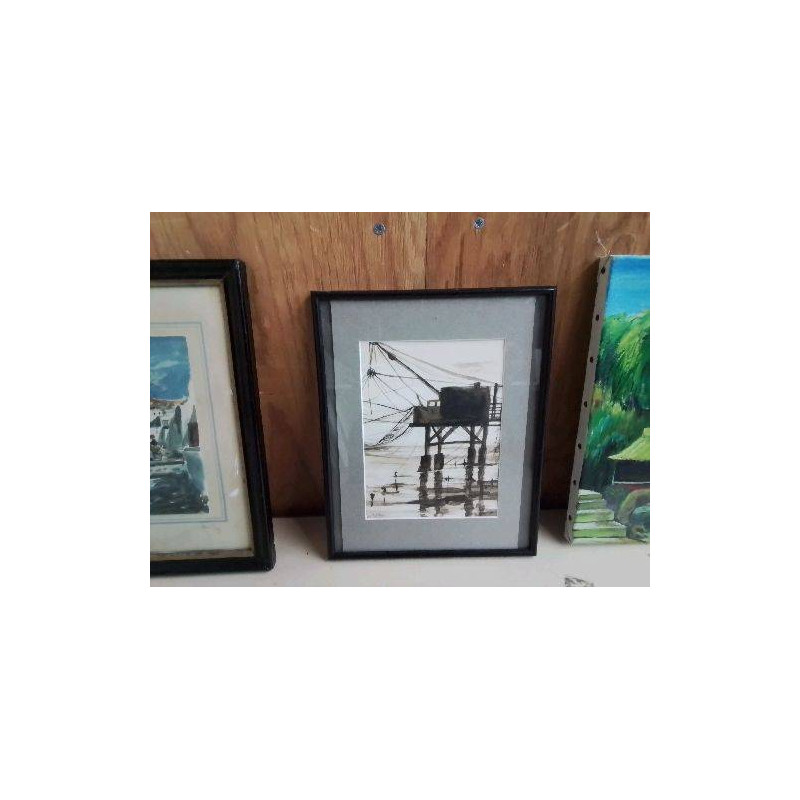 PETITE AQUARELLE CABANNE DE PECHE