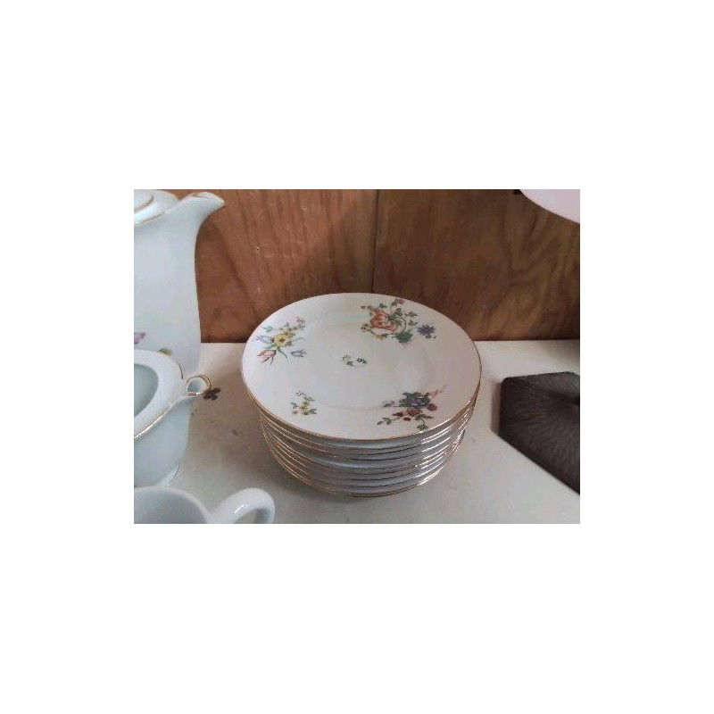 LOT DE 10 ASSIETTES À DESSERT MOTIF FLORAL 