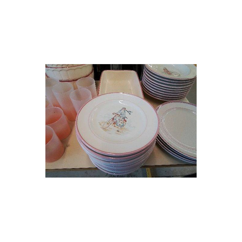 ASSIETTE BORDURE ROSE FEMME À VÉLO 