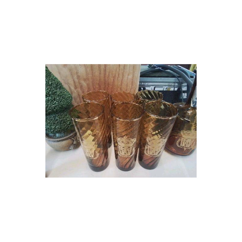 LOT DE 6 VERRES ORANGE 
