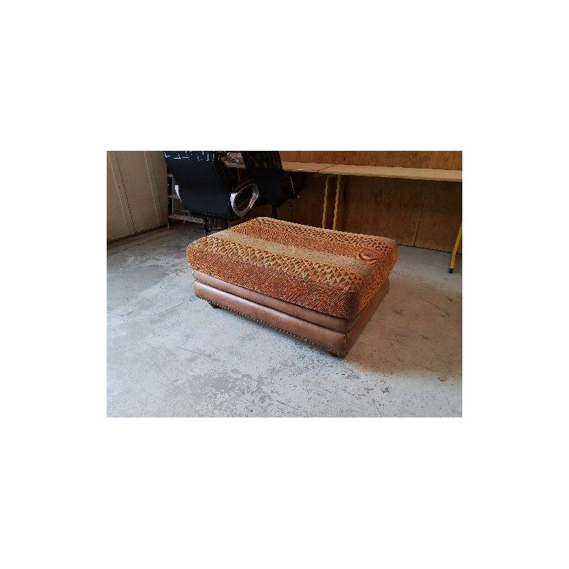 GRAND POUF D’ASSISE CUIR/TISSUS