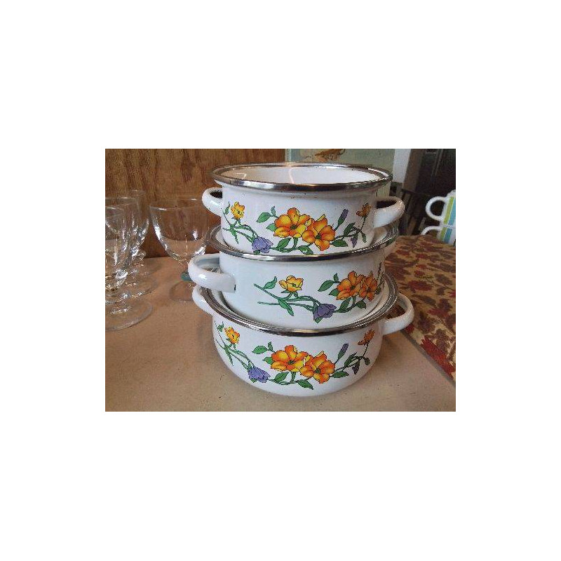 LOT DE 3 CASSEROLES ÉMAILLÉE