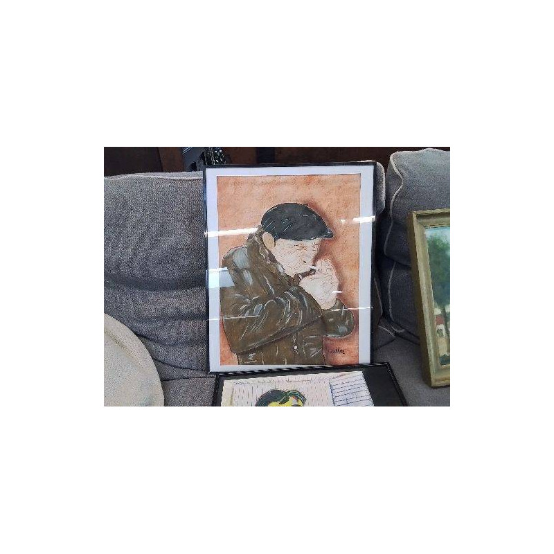 LE VIEUX FUMEUR PASTEL GRAS SUR PAPIER