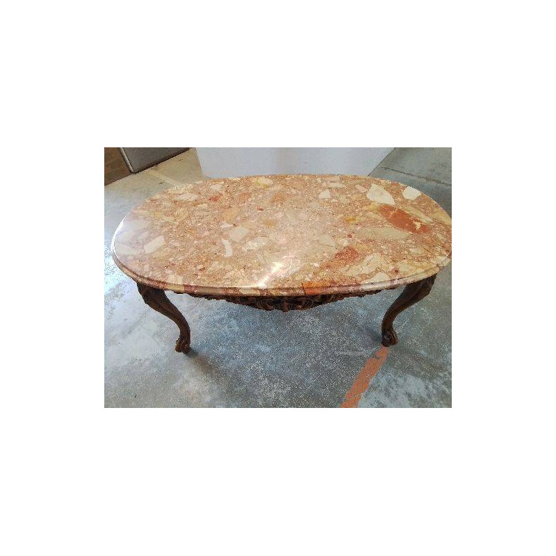 TABLE BASSE STYLE LOUIS XV PLATEAU MARBRE