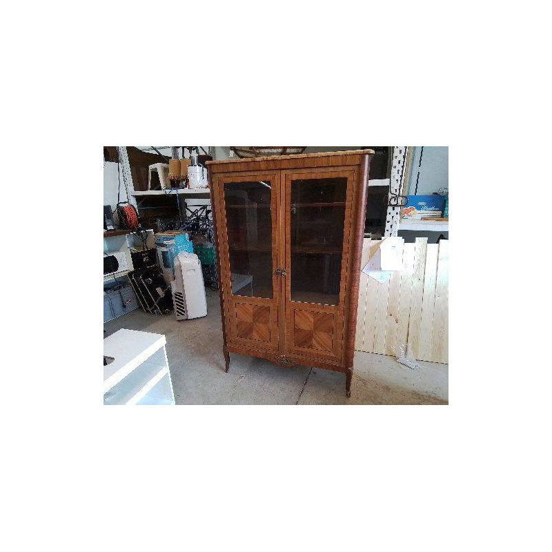 PETITE VITRINE MARQUETÉ AVEC MARBRE