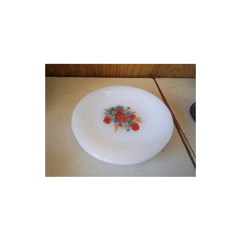 LOT DE 4 ASSIETTES ARCOPAL MOTIF FLORAL 