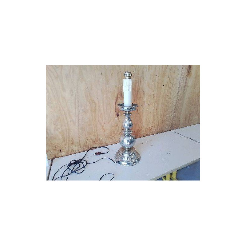 GROS PIED DE LAMPE EN METAL CHROMÉ 